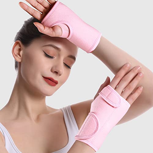 2 Pcs Wrist Brace with Steel Plate for Carpal Tunnel Adjustable Breathable Night Sleep Wrist Support Brace Wrist Splint () pink