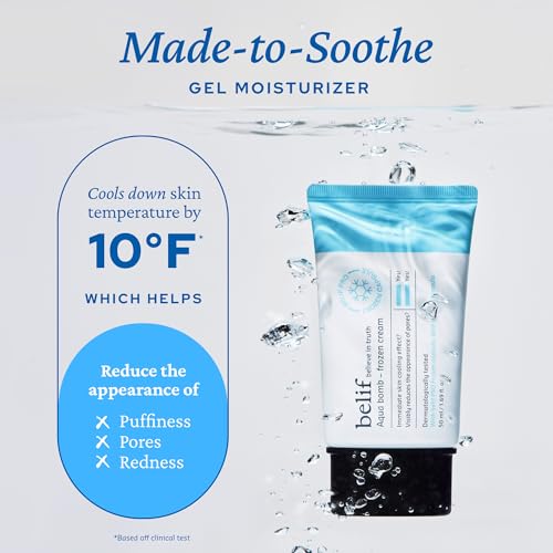 belif Aqua Bomb Frozen Gel Cream - Cooling Relief with Panthenol & Niacinamide - Daily Soothing & Hydrating Moisturizer, Lightweight, Korean Skincare, 1.69 fl oz Citrus 1.69 Fl Oz (Pack of 1)
