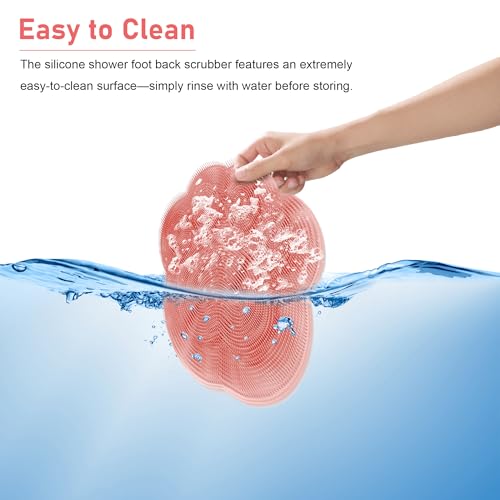 Silicone Foot Scrubber Mat, 12x12 Non-Slip, 38 Suction Cups Pink