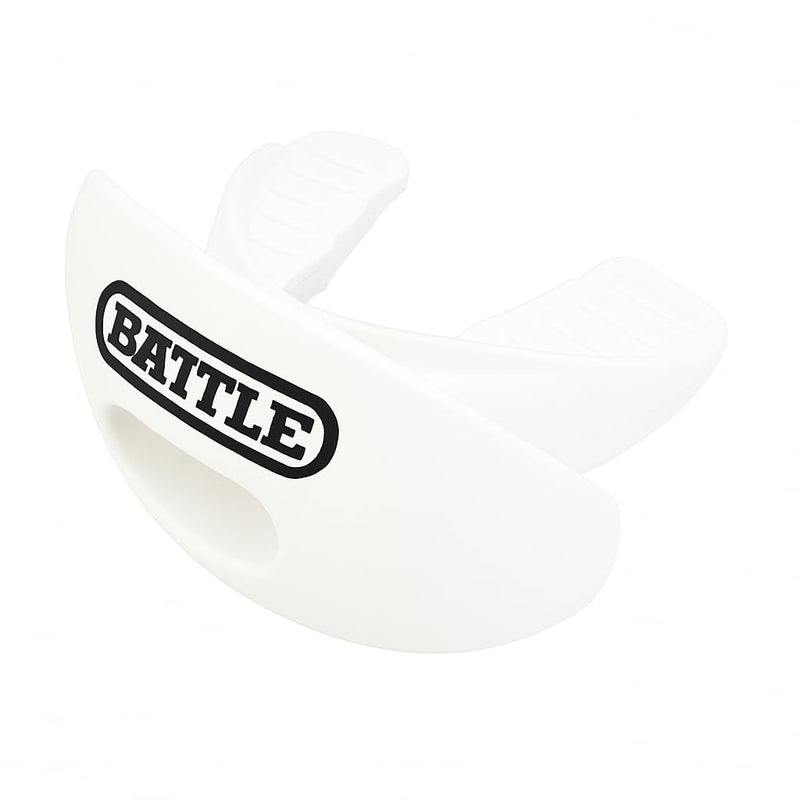 Battle Oxygen Lip Protector Mouthguard with Convertible Strap – Football and Sports Mouth Guard – Maximum Oxygen Supply – Mouthpiece Fits With or Without Braces – Impact Shield Covers Lips and Teeth One Size White - BeesActive Australia