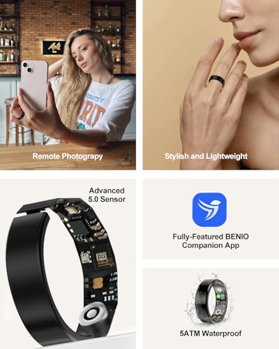 BENIO Gen4 Smart Ring Health & Fitness Tracker Step Counting Black 7#
