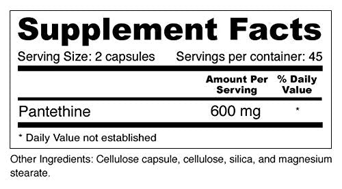Wellness Resources Pantethine - Active Vitamin B5. Vegan (300mg Per Capsule, 90 Capsules)