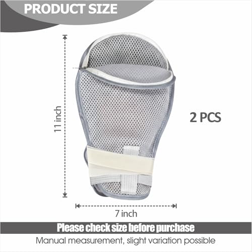 Hand Protection Mittens for Elderly Patients - Soft Padded Gloves for Dementia, Alzheimer’s, Unconscious Care, Anti Scratch Safety Gloves for Skin Coverage and Daily Care, 1 Pair (Zipper, Grey) Zipper
