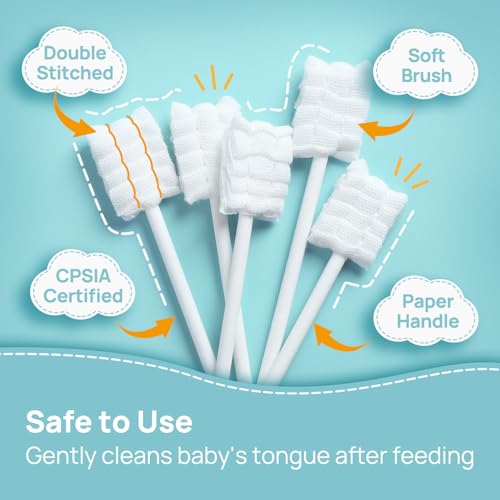 Papablic Baby Tongue Cleaner, Baby Oral Cleaner, Disposable Infant Mouth Cleaner Newborn, Upgrade Gum Cleaner with Paper Handle for Infants Ages 0-2 Years, 140 Pack