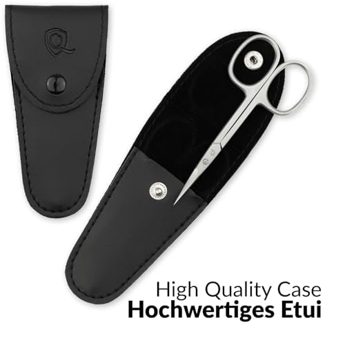 marQus Curved Cuticle Scissors – Precision Stainless Steel for Manicure & Pedicure, Eyebrow & Eyelash Grooming, Extra Sharp with Premium Storage Case Black Cuticle