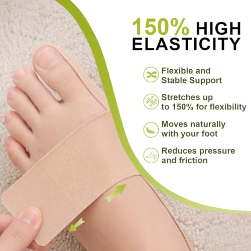 Bukihome Bunion Tape, 24 Pcs Pre-Cut Kinesiology Tape for Feet, Latex-Free Elastic Toe Support Tape for Pain Relief & Joint Comfort(Beige, 8 Wide + 16 Narrow) Beige Multi-Size(8 Wide + 16 Narrow）