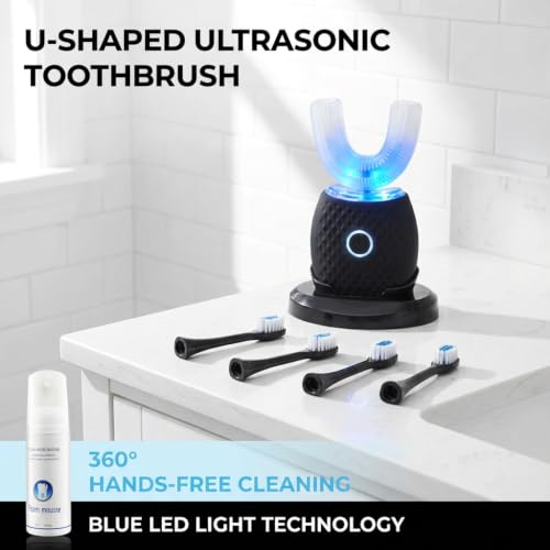 U Shaped Electric Toothbrush for Adults Daily Oral Care Deep Black