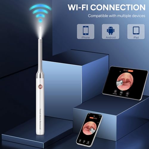 Tonsil Stone Remover with Camera - Upgraded Visual Tonsil Stone Removal Kit White
