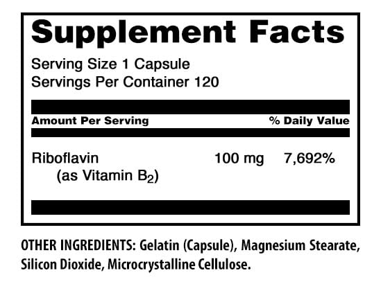 Amazing Formulas Riboflavin (Vitamin B2) Supplement |100 Mg Per Serving | 120 Capsules | Non-GMO | Gluten Free | Made in USA