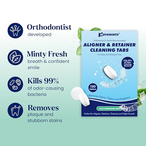 60 Movemints Clear Aligner Mints and 120 Cleaning Tablets - Orthodontist Developed - Fresh Breath & Clean Aligners
