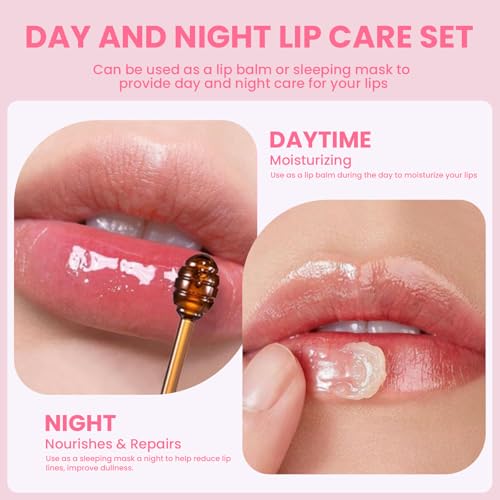 4 PCS Lip Scrub and Mask Set, Apple Bee Honey Pot Lip Balm