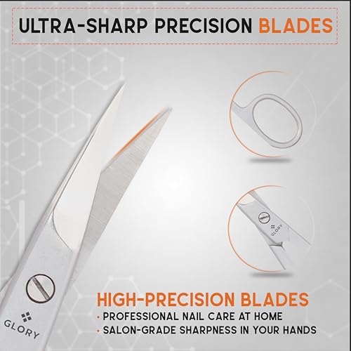 GLORY Professional Curved 3.5 Inch Nail Scissors, Premium Stainless Steel Manicure & Pedicure Scissors for Fingernails & Toenails, Sharp Precision Nail Cutting Scissors for Men & Women 3.5" Curved Nail - Classic