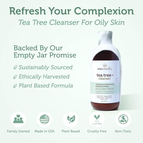 Era Organics Tea Tree Oil Face Wash - Salicylic Acid Cleanser for Oily Skin