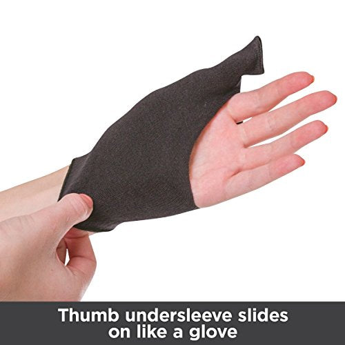 BraceAbility Thumb Brace Bundle - Hard Plastic Thumb Splint + Soft Undersleeve - Thumb Immobilizer Support for Arthritis, Tendonitis, Sprains Trigger Thumb, CMC Joint Relief (S-Left)