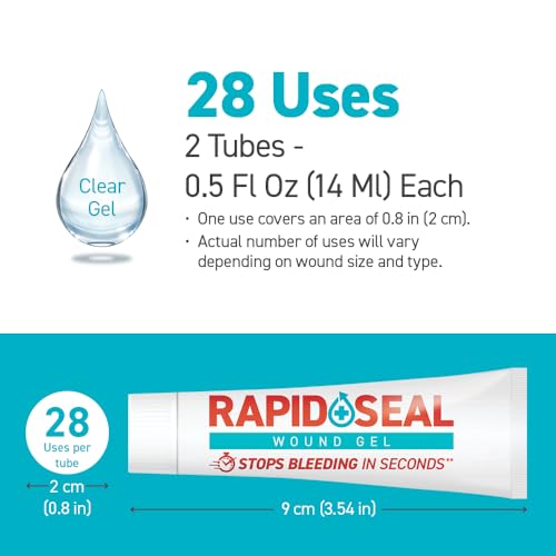 Rapid-Seal Hemostatic Wound Gel, 2 Tube, Stops Bleeding in Seconds 2 Tubes (0.5 Fl Oz Each)