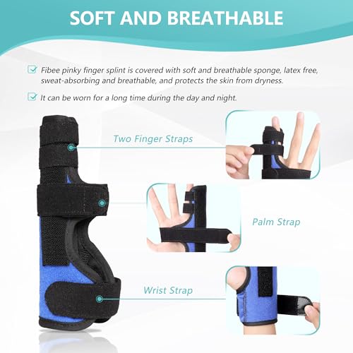 Boxer Fracture Splint, Pinky Finger Splint, Adjustable Two Finger Brace for 4th or 5th Finger, Metacarpal Splint Hand Brace for Arthritis Fracture Broken Mallet Dislocated Trigger Finger(XS) XS