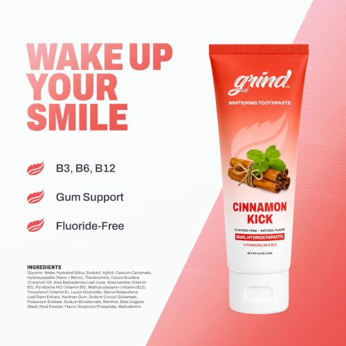 Grind Toothpaste 3-Pack, Nano-Hydroxyapatite Fluoride-Free Formula | Appropriate for Sensitive Teeth, Adult Oral Care | Adventurer Bundle - Advance Mint, Cinnamon Kick & Purple Pop