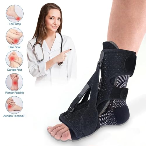 Plantar Fasciitis Night Splint for Women & Men,Upgrade Adjustable Plantar Ankle Support Brace,Breathable Foot Stabilizer for Plantar Fasciitis Relief Achilles Tendonitis Foot Drop Heel Pain Suit day and night (With Fasciitis Socks) Black