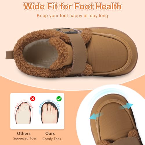 Women Wide Slippers Shoes Furry Lined Winter Diabetic Ankle Slipper Boots 9 Wide Old Brown