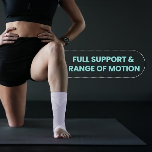 Ankle Brace for Men and Women – Adjustable Compression Support Sleeve with Adjustable Strap, Ankle Support for Sprained Ankle, Plantar Fasciitis, Achilles Tendonitis, Ideal for Sports, One Size White - BeesActive Australia