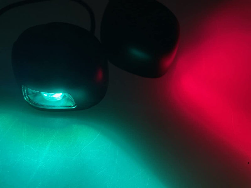 Pactrade Marine Boat Horizontal Mount Navigation Green Red Light 2NM LED IP:66 20m 112.5 Degrees Each DC12V/2W Black Plastic PC Housing (Green Starboard & Red Port Lights) Green Starboard & Red Port Lights