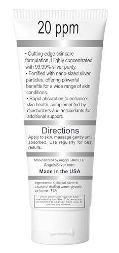 Angels Colloidal Silver Gel Nano Silver Gel Wound Care – Unscented Healing Ointment for Burns, Sunburns & Irritated Skin – 4oz Formula 4 Fl Oz (Pack of 1)