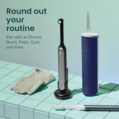 quip Water Flosser - Cordless Water Flosser with Adjustable Pressure - Teeth Cleaner Pick with 360 Degree Rotating Replaceable Tip, Rechargeable Water Dental Pick - Midnight Blue