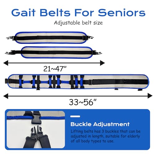 Adjustable Gait Belt with Multiple Handles Blue