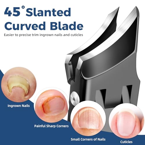 Slanted Toenail Clippers, Wide Opening Ingrown Nail Clippers for Men Black 2pcs