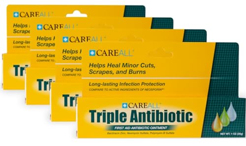 CareAll Triple Antibiotic Ointment 1.0 oz (4 Pack), First Aid Ointment for Minor Scrapes, Cuts, and Burns to Help Prevent Infection, Compare to the Active Ingredients of the Leading Brand 1 Ounce (Pack of 4)