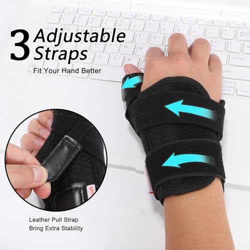 Thumb Brace Right Hand or Left Hand for Arthritis Pain and Support Black M