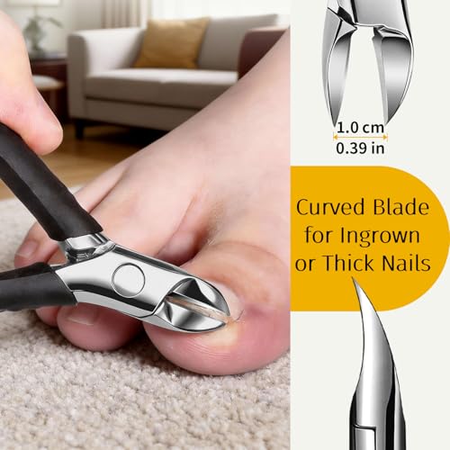 EBEWANLI Toenail Clippers for Thick Toenails, Heavy Duty Foot Care Kit Black-5pcs