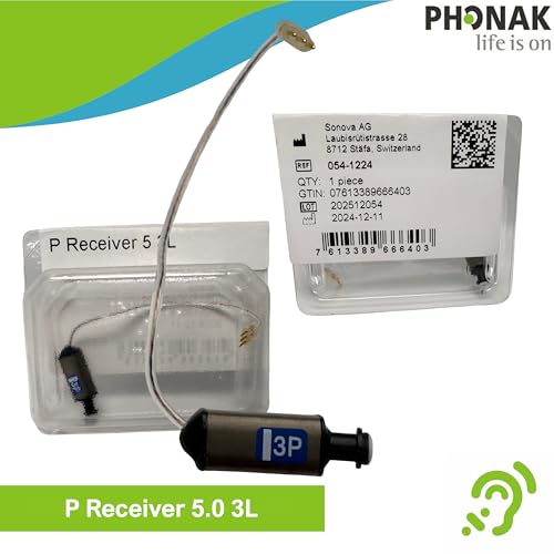 Phonak Receiver 5.0 P Size 3 Left Hearing Aid Wire , Compatible Power Replacement Part , 3 Pin Hearing Aid Receiver, Maximum Amplification Support , Reliable Everyday Fit , Premium Sound Performance, High Power Replacement (1 Pcs) (054-1224) P 3L