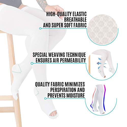 Anti Embolism Compression Stockings, Thigh High Unisex Ted Hose Socks 15-20 mmHg Moderate Level Medium (1 Pair)