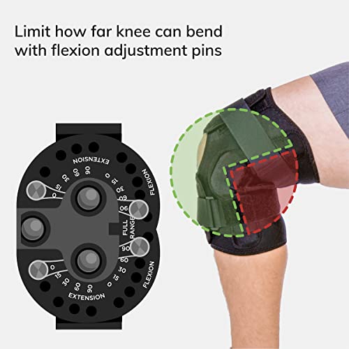BraceAbility Torn Meniscus ROM Knee Brace - Hinged Post Surgery Support with Flexion Extension Control for Hyperextension and Locking Treatment, Ligament PCL or ACL Tears, Osteoarthritis Relief (M) M