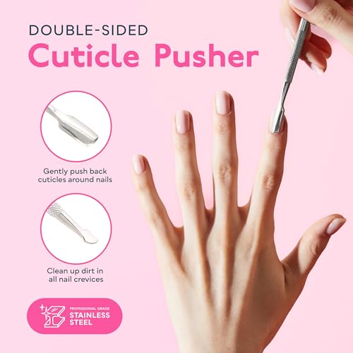 SUNUV Cuticle Nippers & Pusher, 4PCS Manicure Set with Nail File and Buffer