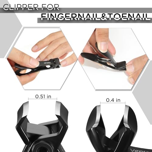 Vepkuso Nail Clippers for Seniors, Wide Jaw Fingernail Clippers and Angled Head Toenail Clippers for Thick Nail, Professional German Nail Clippers for Men, Women&Pregnant，Black Black(2 Pack)