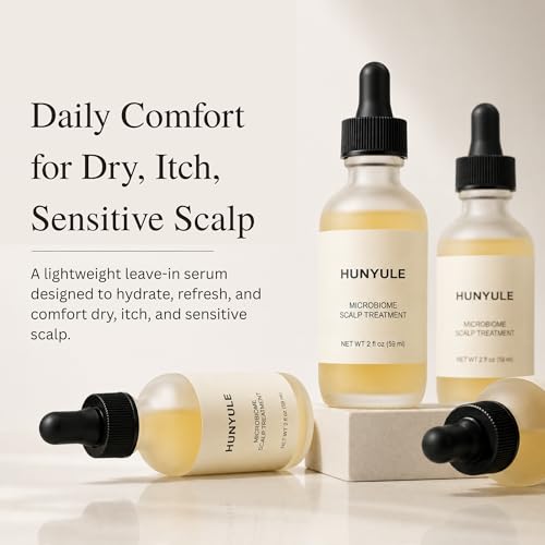 HUNYULE Microbiome-Friendly Scalp Serum, 2 oz – Leave-In Serum for Itchy, Dry & Sensitive Scalp, Supports Fuller-Looking Hair