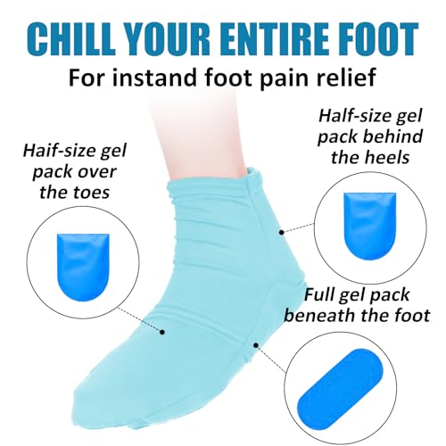 Reusable Cold Therapy Socks, Ice Pack for Feet Heels Injuries Swelling, Hot and Cold Therapy Socks for Plantar Fasciitis Neuropathy Chemotherapy Pain Relief for Foot Ankle (Green) Green