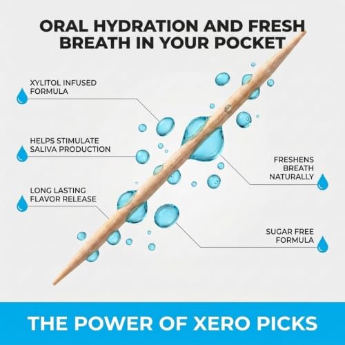 XERO PICKS® Dry Mouth Toothpicks – Xylitol Infused Flavored Toothpicks for Fresh Breath & Saliva Support – Long Lasting Oral Hydration – Variety 6 Pack (Cinnamon Mint, Churro, Caramel Apple & More) 20 Count (Pack of 6)