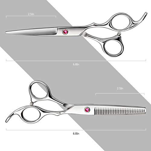 Fcysy Professional Barber Scissors - Thinning Shears for Men & Women, Salon Hair Trimming Kit with Scissors Set Pink 13pcs