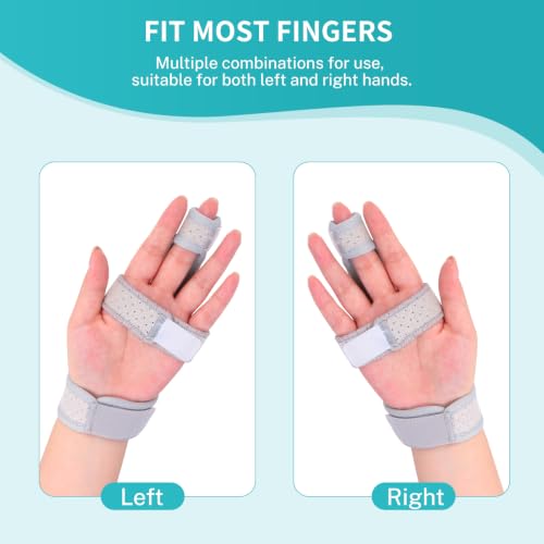 Single Trigger Finger Splint For Child, Aluminum Finger Brace Joint Stabilizer, Adjustable Composite Fabric Hand Brace and Wrist Brace Support for Middle, Index, Pinky or Ring Finger Support (Gray-M) Medium