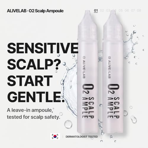 ALIVELAB O2 Scalp Ampoule – Leave-in Anti-Dandruff, Anti-Itch Scalp Care Serum – Soothing & Hydrating Formula for Dry, Flaky Scalp – Promotes Healthy Hair & Reduces Irritation – (2 x 0.85 fl oz)