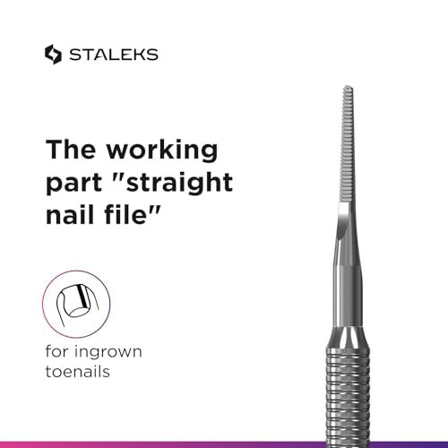 Staleks Pro Pedicure Toenail File EXPERT 60 Type 3 – Dual-Ended Ingrown Nail File – Stainless Steel straight nail file and file with a bent end