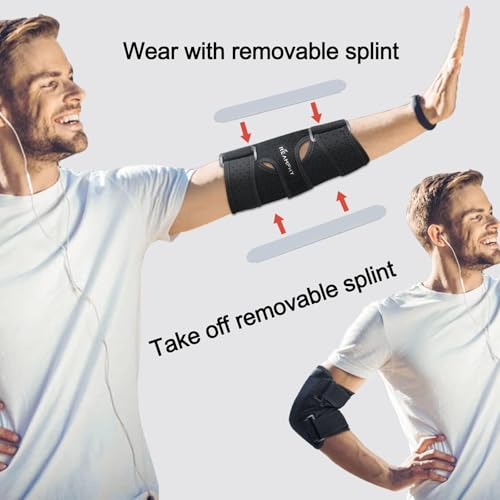 Reamphy Elbow Brace,Comfortable Night Elbow Sleep Support,Elbow Splint, Adjustable Stabilizer Splints,Cubital Tunnel Syndrome,Tendonitis,Ulnar Nerve,Tennis,Fits for Men and Women(Small) Small