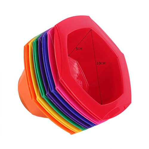 PERFEHAIR Small Hair Coloring Dye Mixing Tint Bowls and Brush Kit - 7-Piece Set in Vibrant Rainbow Colors | 200 ml Capacity per Bowl