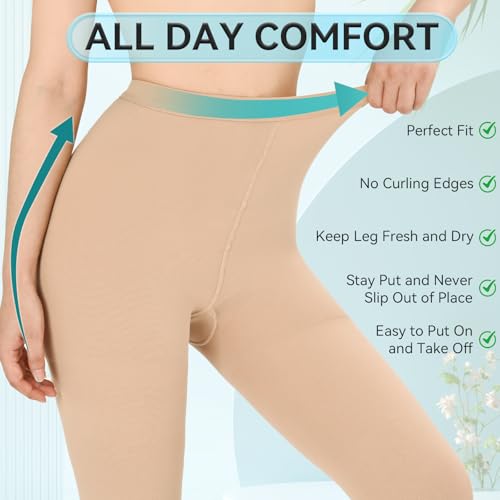 KTINNEAD 20-30mm HG Compression Pantyhose,Closed Toe Compression Leggings 3X-Large Beige