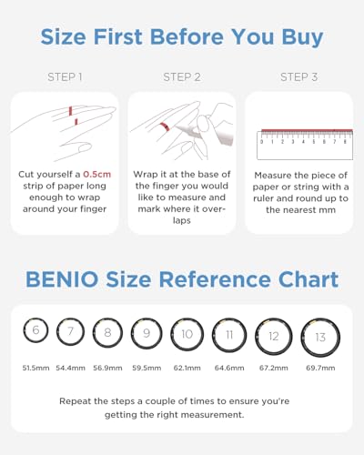 BENIO Gen4 Smart Ring Health & Fitness Tracker Step Counting Black 7#