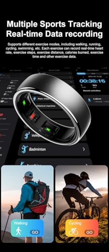 Gen Pro 2 Smart Ring for Men & Women's, Qring with No APP Subscription with Heart Rate, Wireless Chargeing, Sleep Monitoring & Remote Camera Control, Waterproof Ring (Silver, 12) Silver