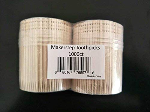 Makerstep 1000 Wooden Toothpicks Ornate Handle in Toothpicks Holder Container 2 Packs of 500, Good for Party, Cleaning Teeth, Appetizer. - BeesActive Australia